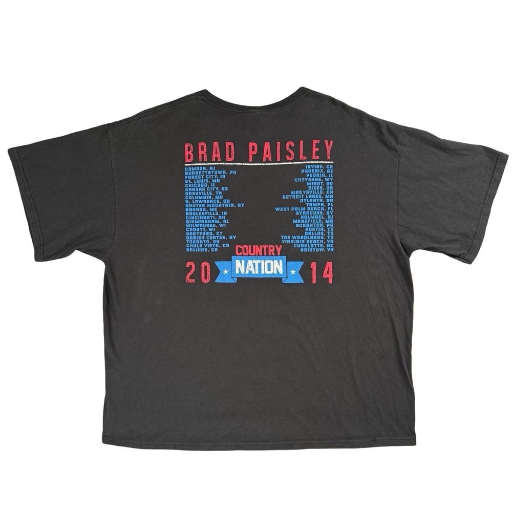 Brad Paisley Country Nation 2014 Tour T Shirt Black Graphic Country 2XL - Picture 3 of 8